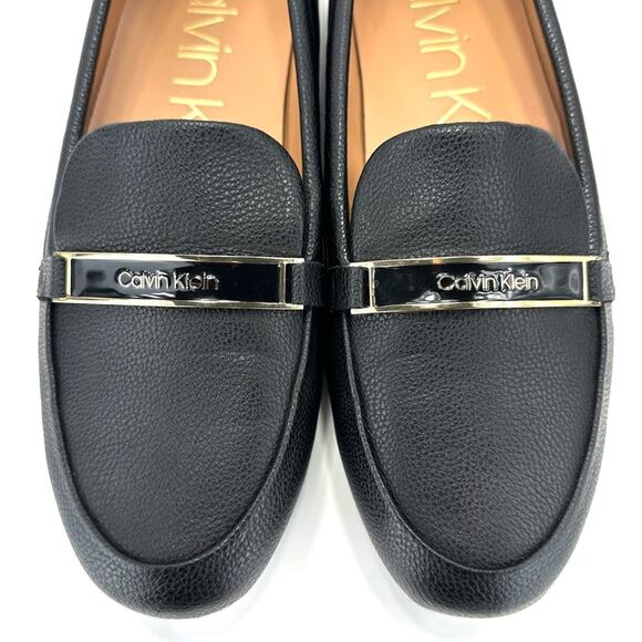 Calvin Klein Lira Women Shoes/Loafer Sz 7.5 Black Faux Leather Round Toe Slip-On - Picture 9 of 10